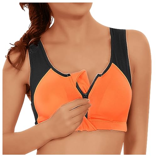 Sport BH Damen Yoga mit Reißverschluss vorne Ohne Bügel Starker Halt Große Brüste Push Up Ringerrücken Gepolstert Sport Bra für Fitness Laufen Yoga Push Up von Generic