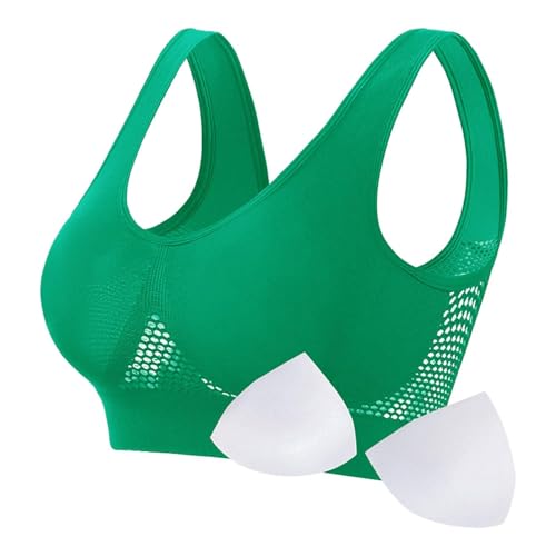 Sport BH Damen ohne Bügel Sexy Damen-BHS Klassische Bustier Warehouse Deal Angebote Bralette Starker Halt Yoga Bra Stretch Sportbh Baumwolle Racerback Büstenhalter Blitzangebote Grün 5XL von Generic