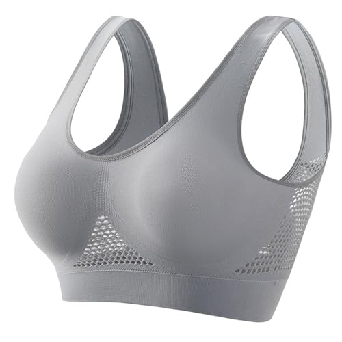 Sport BH Damen ohne Bügel Sexy Damen-BHS Klassische Bustier Warehouse Deal Angebote Bralette Starker Halt Yoga Bra Stretch Sportbh Baumwolle Racerback Büstenhalter Sale Grau XXL von Generic
