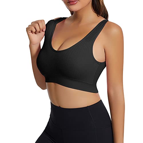 Sport BH für Damen Hohe Belastungen Racerback Sport-BH Starker Halt Große Größe Push Up BH Ohne Buegel Bustier Gepolstert Yoga BH Sports Bra Trainings Crop Tank Top für Fitness Training, Große Brust von Generic