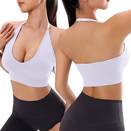 Sport-BH mit Neckholder ohne Bügel Sport BH mit Racerback Rückenfrei Fitness Bustier Lauf-BH Herausnehmbare Pads BH Lauf-Neckholder-BH mit abnehmbaren Körbchen Sport BH Rückenfrei Push Up BH von Generic