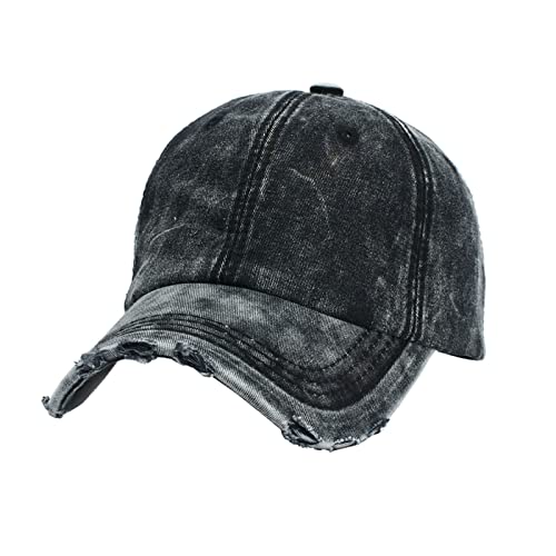 Sport Basecap Herren Damen Zerrissener Jeans Cap Baseball Caps Einfarbig Kappe Cappies Snapback Baseballkappe Unisex Einheitsgröße Verstellbar Schildkappe Trucker Cap Capy Cape Hut Mütze Hat Hüte von Generic