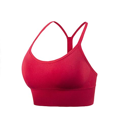 Sport Bh Starker Halt Große Größen Fuer Fitnesstraining gepolstert für Damen Joggen Yoga Fitness Bra (Red, L) von Generic