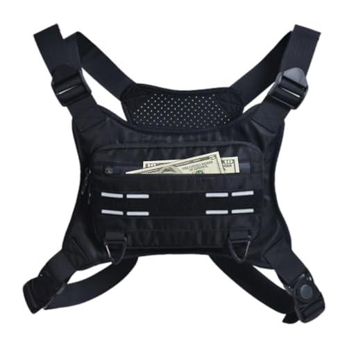 Sport-Brustpaket – Handytasche, reflektierende Brusttasche | Atmungsaktive Laufweste verstellbar zum Klettern und Radfahren, Männer und Frauen, Schwarz , Se référer au descriptif, Siehe Beschreibung von Generic