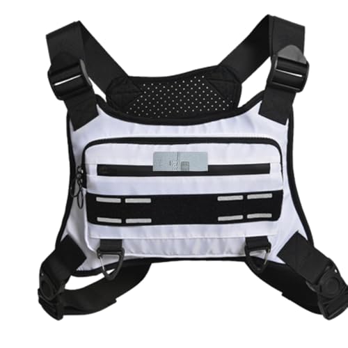 Sport-Brustpaket – Handytasche, reflektierende Brusttasche | Atmungsaktive Laufweste verstellbar zum Klettern und Radfahren, Männer und Frauen, weiß, Se référer au descriptif, Siehe Beschreibung von Generic