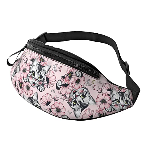 Sport Hüfttasche Katze Rosa Blume, Gurttasche Mit Reißverschluss Sport Gürteltasche Atmungsaktiv Hüfttaschen Für Joggen Sport Herren von Generic