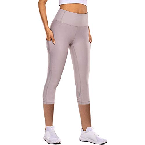 Sport Leggings Damen Sporthose Capri 3/4 High Waist Elastische Blickdicht Sportleggins Fitnesshose mit Seitentaschen für Yoga Freizeit von Generic