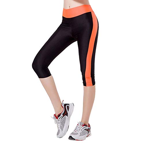 Sport Leggings Damen Tasche Capri 3/4 High Waist Elastische Blickdicht Übergröße Sport Leggins mit Seitentaschen für Yoga Freizeit von Generic