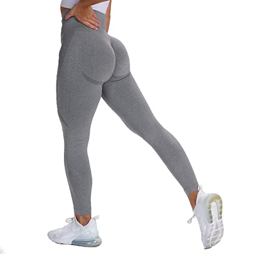 Sportleggings für Damen High Waist Blickdicht Lang Slim Fit Hohe Taille Push Up Booty Workout Elastische Sportleggings Yogahose Laufhose Gym, S, Regular, Regular, Grau von Generic