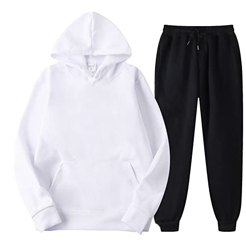 Sport Outfit Herren Set Sweatshirt Set Herren Sweatshirt Set Herren Sweatpants Und Sweatshirt Set Jogginganzug Herren Set Trainingsanzug Set Sweatpants Und Sweatshirt Set Partner Jogginganzug Weiß L von Generic