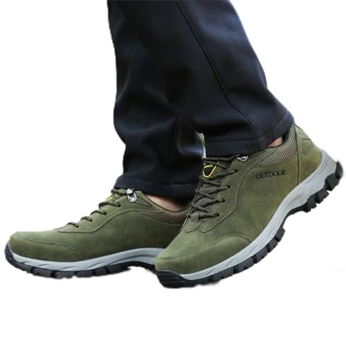 Sport Schuhe Herren Stylish - Sneaker Herren mit Schnürung Bequeme Leder Sportschuhe Breathable Weiche Sohle Turnschuhe rutschfeste Laufschuhe Flach Bergtourenschuhe Schmerzlindernder Shoes for Men von Generic