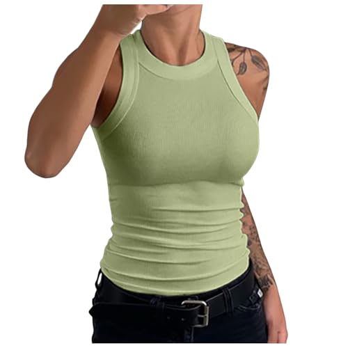 Sport Top Damen Fitness Basic Tops Damen Sommer Trägertop Tanktops Blusentops Weiß Sommertop Ärmellos Tanktop Eng Schwarz Beige Damentops Einfarbig von Generic