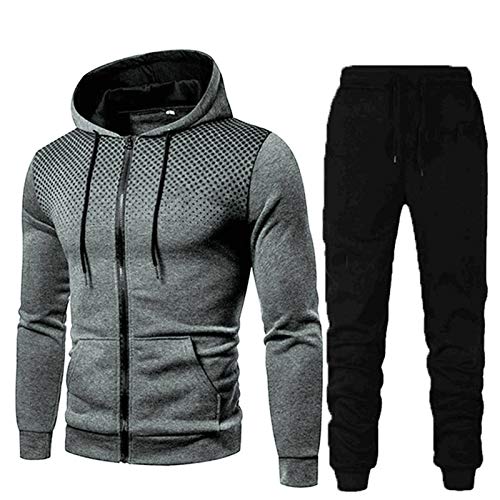 Sportanzug Herren, Ornament Design Barockmuster Sportanzug für Männer Trainingsanzug Laufanzug Gym Freizeitanzug Baggy Tracksuit Comfortable Breathable 2-piece Fitness Langarm Sweatshirt (grau,L) von Generic