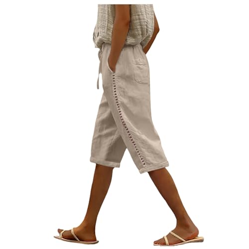 Sporthose Damen 3/4 Leinenhose Kurze Hose Leicht Luftig Sommerhose High Waist Baumwolle Leinen Hose Frauen Freizeithose mit Kordelzug Taschen Stoffhose Loose Bequem Yogahose Haremshosen Sporthose Damen 3/4 Leinenhose Kurze Hose Leicht Luftig Sommerhose High Waist Baumwolle Leinen Hose Frauen Freizeithose mit Kordelzug Taschen Stoffhose Loose Bequem Yogahose Haremshosen von Generic