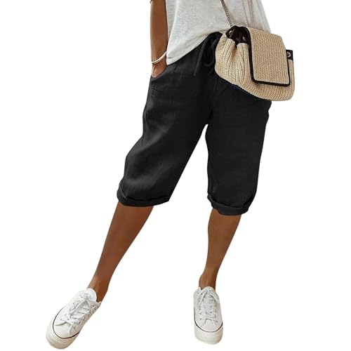 Sporthose Damen 3/4 Leinenhose Kurze Hose Leicht Luftig Sommerhose High Waist Baumwolle Leinen Hose Frauen Freizeithose mit Kordelzug Taschen Stoffhose Loose Bequem Yogahose Haremshosen Sporthose Damen 3/4 Leinenhose Kurze Hose Leicht Luftig Sommerhose High Waist Baumwolle Leinen Hose Frauen Freizeithose mit Kordelzug Taschen Stoffhose Loose Bequem Yogahose Haremshosen von Generic