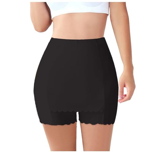 Sporthose Damen Kurz Blau Damen Untershorts für Kleider 2024 Hosen Bequeme lässige Leggings Dünne Eisseide Spurlose Hosen Leggings Fitness (Black, L) von Generic