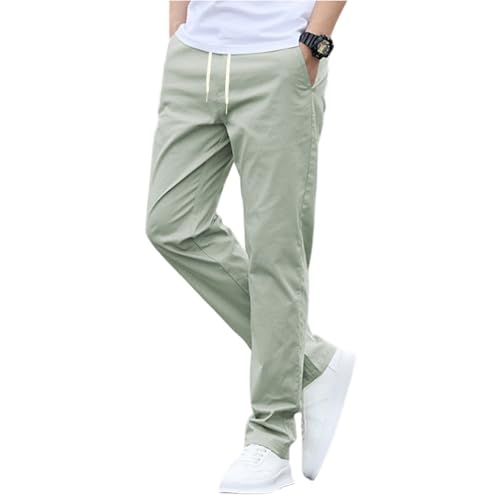 Sporthose Herren Einfarbig Chino Hose Sommer Sporthose Mit Kordelzug Leichte Bequem Sommerhose Gerade Stoffhose Stretch Waist Hosen Casual Trainingshose Wanderhose Outdoorhose Laufhose von Generic