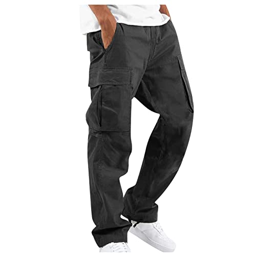 Sporthose Herren Lang Baggy Lang Cargohose Stoffhose Für Sommer Hosen Tactical Breite Motorrad Combat Joginghossemänner Sommerhose Jungen Hose F-Schwarz L 512 von Generic