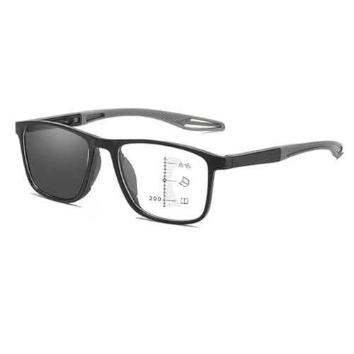 Banogalle Brille,Banogalle Lesebrille,Ultraleichte und bequeme Anti-Blaulicht-Brille für Presbyopie Anti-Blaulicht Intelligente Zoom Automatische Brillen für Damen Männer (Schwarz-Grau,+4.0) von Generic