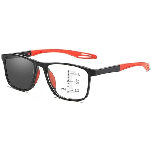 Banogalle Brille,Banogalle Lesebrille,Ultraleichte und bequeme Anti-Blaulicht-Brille für Presbyopie Anti-Blaulicht Intelligente Zoom Automatische Brillen für Damen Männer (Schwarz-Rot,+1.0) von Generic