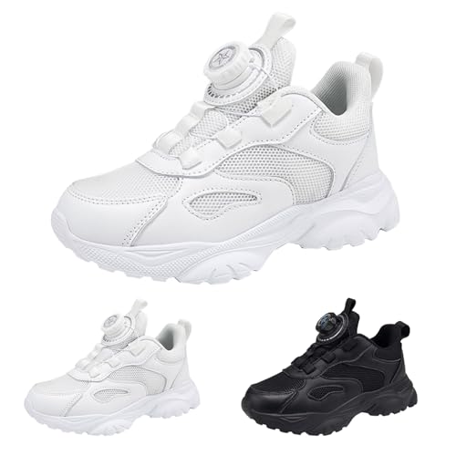 Sportschuhe Junge Mädchen Sneaker Schwarz Weiß Schuhe Uniformschuhe Kinder Hallenschuhe Plateau Freizeitschuhe Turnschuhe rutschfeste Sport Schuhe Kinderschuhe (White, 35 Big Kids) von Generic