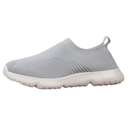 Sportschuhe für Damen, Sneaker, ohne Schnürsenkel, flach, rund, leicht, atmungsaktiv, Mesh, Wanderschuhe, lässig, bequeme Sneakers, grau, 38 EU Sportschuhe für Damen, Sneaker, ohne Schnürsenkel, flach, rund, leicht, atmungsaktiv, Mesh, Wanderschuhe, lässig, bequeme Sneakers, grau, 38 EU von Generic