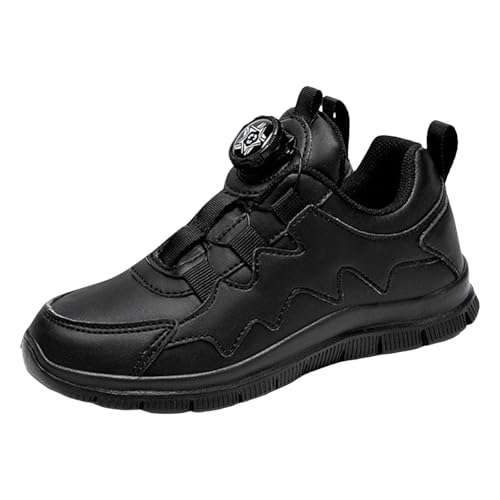 Sportschuhe für Jungen, modisches Muster, einfache einfarbige Lederoberfläche, drehbare Knöpfe, Bequeme Freizeitschuhe Sneaker Blau Kinder Hausschuhe 37 von Generic