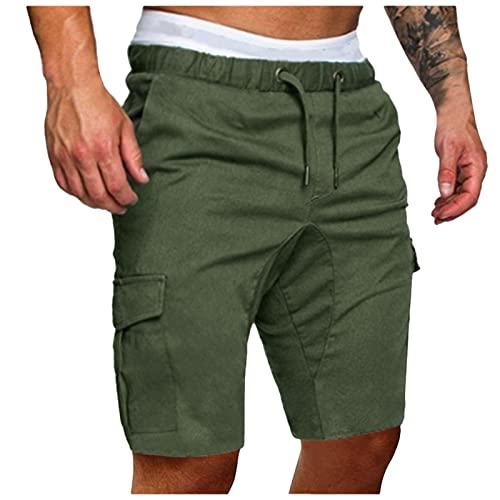 Sportshorts Herren Baumwolle Cargo Shorts Lässiges Einfarbig Cargohose Baumwolle Vintage Freizeithose Lustig Leichte Sommerhose mit Taschen Chino Kurze Hosen Elastische Taille von Generic