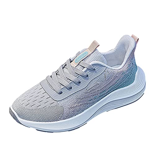 Sportsschuh Damen Für Fitnessstudio Strandlauf und 𝗠ode Style Orthopädische Einlage mit Stoßdämpfung rutschfeste Gummisohle Leicht und Stylisch Atmungsaktive dünne Sportschuhe (Grey, 37) von Generic