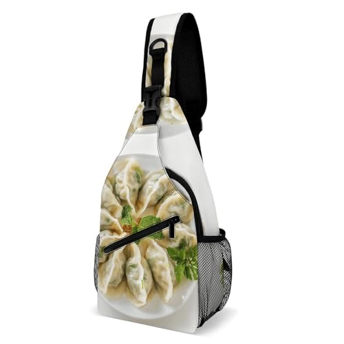 Sporttasche Ein Teller Mit Knödeln Stylisch Schultertasche Anti-Diebstahl Crossbody Bags Für Sport Herren Sportlich 19X39Cm von Generic