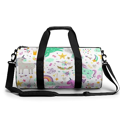 Sporttasche Regenbogen Einhorn Sport-Sporttaschen Für Männer, Frauen, Yoga-Tasche, Wochenendtaschen 45x23x23cm von Generic