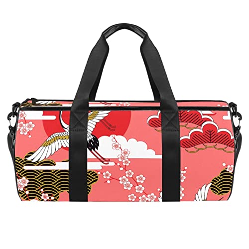 Sporttasche Reisetasche Sporttasche für Damen und Herren,japanische kraniche blumenkirsche,Schultergurt Tragetasche von Generic