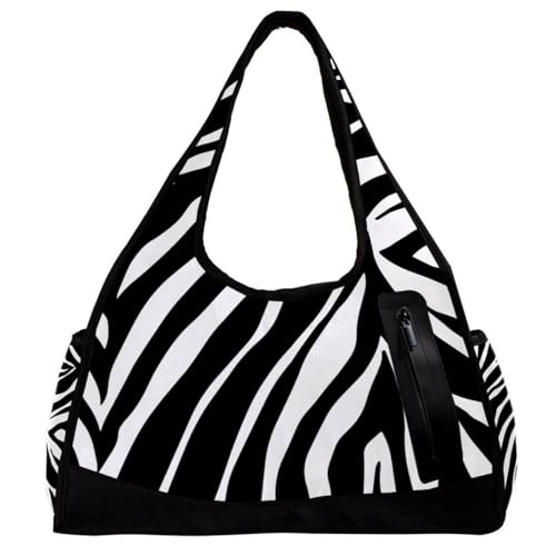 Sporttasche für Damen,kleine Sporttasche für Herren,Übernachtungstasche,Weißes schwarzes Zebramuster von Generic