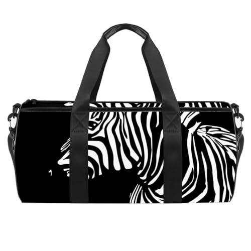 Sporttaschen für Herren,Reisetaschen für Damen,Trainingstasche,Schwarz gestreiftes Zebra Tiermuster von Generic