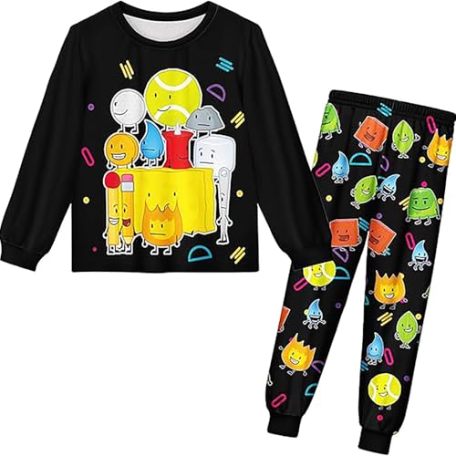 Sprunki Schlafanzug Jungen Mädchen Weich Bequem Pyjama Set für Kinder Kleinkind Langarm Rundhals Pullover + Elastische Taille Schlafhose Hausanzug Herbst Winter Zweiteilig Nachtwäsche Set 2-9 Jahre von Generic