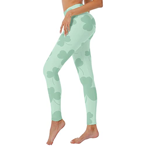 St. Patrick's Day Luck Irish Green Shamrock Hohe Taille Frauen Leggings Bauchkontrolle Farbige Strumpfhosen Yogahosen Hohe Taille Yogahose Weiche Po-Formung Aktive Hosen Frauen Strumpfhosen, mintgrün, von Generic