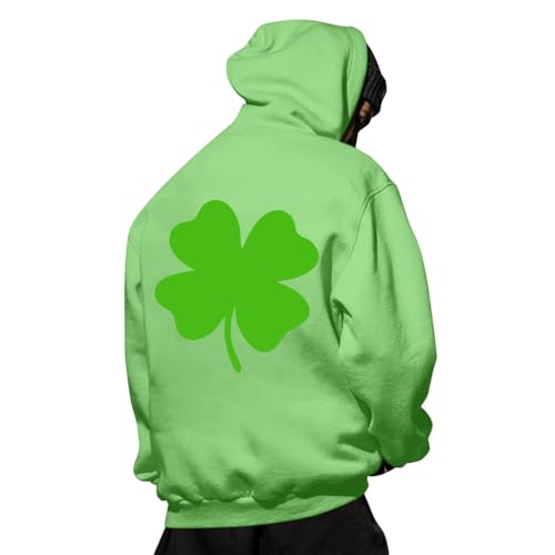 St. Patricks Day Kapuzenpullover für Herren Kleeblatt Druck Pullover Sweatshirt Glücksbringer Grün Langarmshirt Hoodie Langarm Shirt Pulli Frühling Sweater Tops Bluse Oberteile (Green, M) von Generic