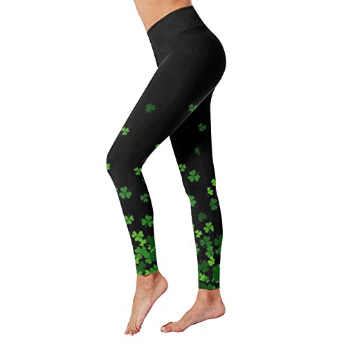 St. Patricks Day Leggings Damen, Damen Leggins High Waist Leggins Blickdicht Sportleggins Kleeblatt Drucken Lang Elastisch Yogahose Hosen Frauen Sportleggings St. Patrick's Day Trainingshosen von Generic