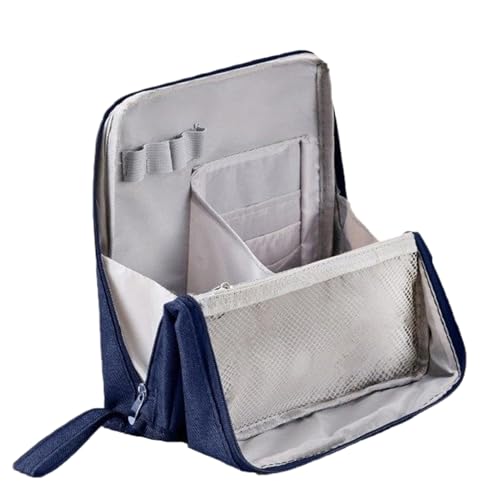 Standmake Up-Tasche, Wasserdichter Vertikaler Make Up Organizer Mit Großer Kapazität | Robuste Baureise Container Für Frauen Männer Home Business Use Urlaub Shampoo Conditioner, Marineblau von Generic