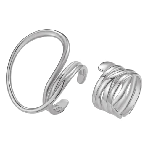 Stapelbare Ringe für Damen, Stapelringe | 2X Ehering | Stapelbare Eheringe Verstellbar und Mode Leicht für Mädchen und Frauen, riferimento alla descrizione, Metall, Siehe Beschreibung von Generic