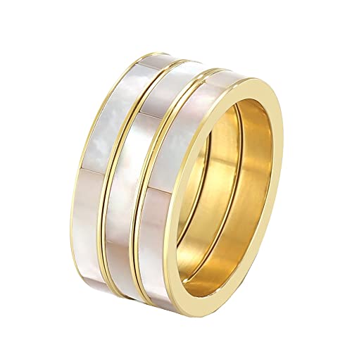 Stapelbarer Muschelring f眉r Damen f眉r Paare, personalisierter Edelstahl-Bandring von Generic