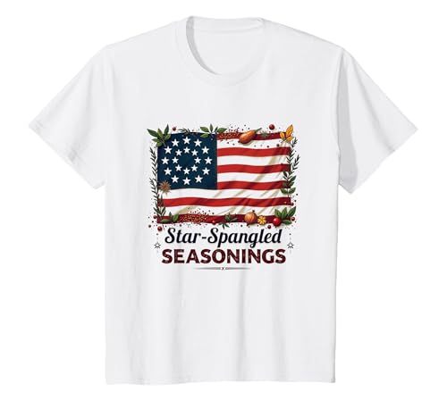 Star Spangled Gewürzmischungen T-Shirt, Kinder, Weiß, 104 von Generic