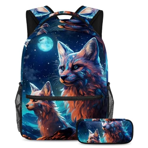 Starry Animals Stay Stylish with Our 2Pcs Kid Schoolbag Set, Backpack and Pencil Case Combo, Mehrfarbig Nr. 05, B：29.4x20x40cm P：19x7.5x3.8cm, Tagesrucksäcke von Generic