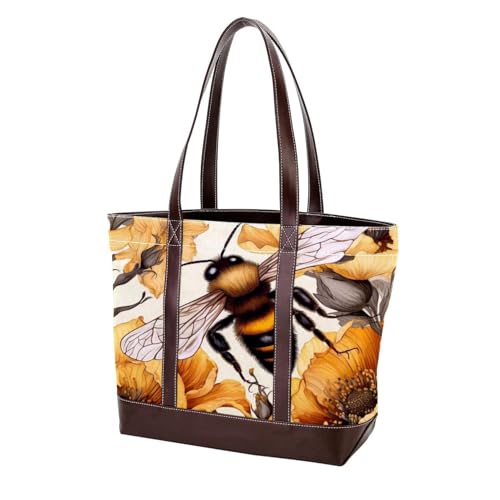 Starry Bees Pattern-1266 Schulter-Geldbörsen für Damen, groß, weiches gewaschenes Leder und strapazierfähige Handtaschen, Mehrfarbig 10, 33.8x12x31cm/13.3x4.7x12.2 in von Generic