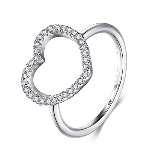 Statement-Ringe, Geschenke, zarter Sterling-Silber-Ring mit geometrischem Herz, schlichter Zirkonia-Schmuck für Frauen Statement-Ringe, Geschenke, zarter Sterling-Silber-Ring mit geometrischem Herz, schlichter Zirkonia-Schmuck für Frauen von Generic