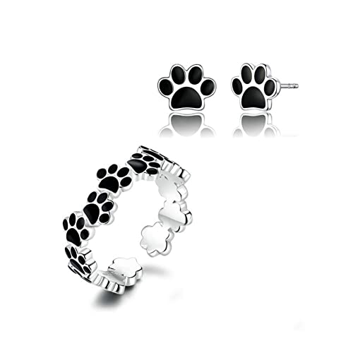 Statement-Ringe, modisch, zierlich, S925 Sterling Silber, süße Haustier-Krallenringe, Ohrstecker-Set, Hochzeit für Frauen Statement-Ringe, modisch, zierlich, S925 Sterling Silber, süße Haustier-Krallenringe, Ohrstecker-Set, Hochzeit für Frauen von Generic