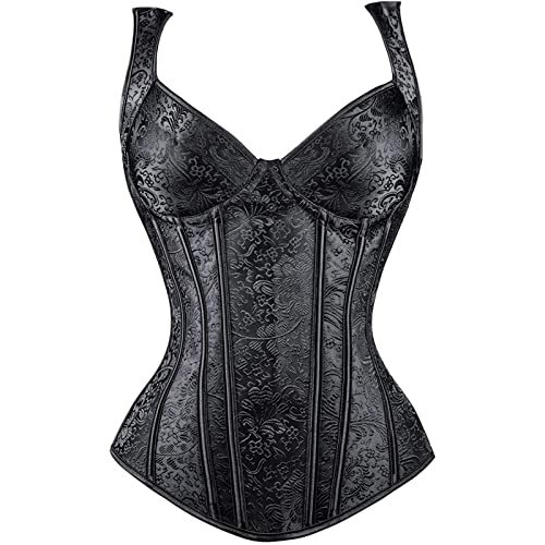 Steampunk Damen Corsage - Gothic Korsett Bauchweg Corsage Oberteil Unterbrust Corsagentop Überbrust Bustier Body Shaper Corsets für Halloween Kostüm Karneval Mittelalter Cosplay Kleidung von Generic