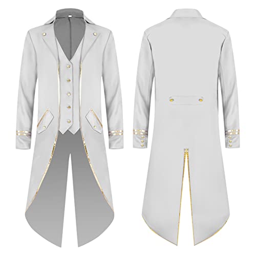 Steampunk Herren Mantel -Mittelalter Kleidung Herren Smoking Frack Gehrock Jacke Männer Anzug Vintage Gold Viktorianischen Smokingjacke Anzugjacken für Cosplay Party Fasching Karneval Kostüm von Generic