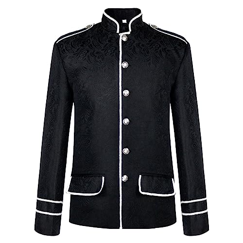 Steampunk-Jacke, weiß, für Herren, mittelalterlich, Tailcoat, Vampir, Retro, modisch, Cardigan, Jacke, Halloween-Kostüm, für Karneval, günstig, Schwarz, L von Generic