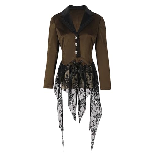 Steampunk Jacke Damen Gothic Mantel Kurz Halloween Kostüm Frack Mittelalter Kleidung Kaffee Trenchcoat mit Spitze Gehrock Karneval Jacken Viktorianische Vintage Halloweenkostüm Renaissance Steampunk Jacke Damen Gothic Mantel Kurz Halloween Kostüm Frack Mittelalter Kleidung Kaffee Trenchcoat mit Spitze Gehrock Karneval Jacken Viktorianische Vintage Halloweenkostüm Renaissance von Generic